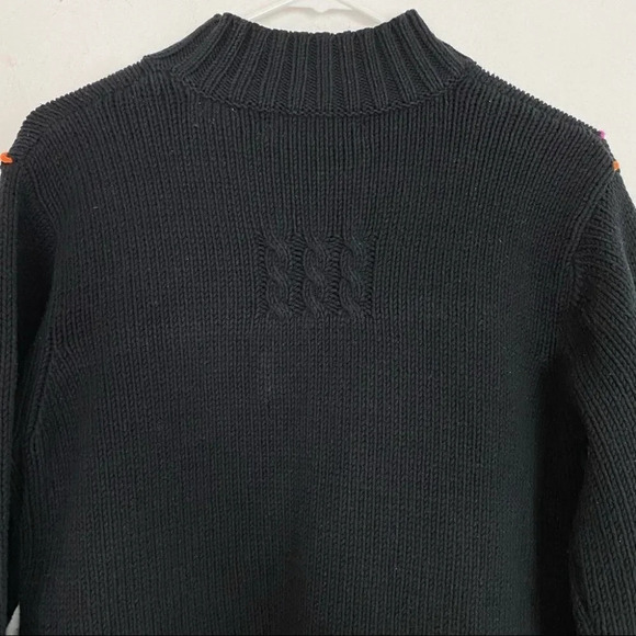 Vintage 90s Argyle Pullover Sweater Mockneck Oversized Womens Size Medium Black - Picture 11 of 16